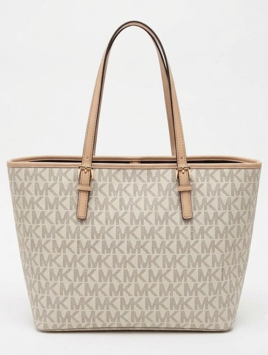 Michael Kors Handbags - MICHAEL KORS SIGNATURE TOTE BAG BEIGE 17X10.5 INCH. LIKE NEW!